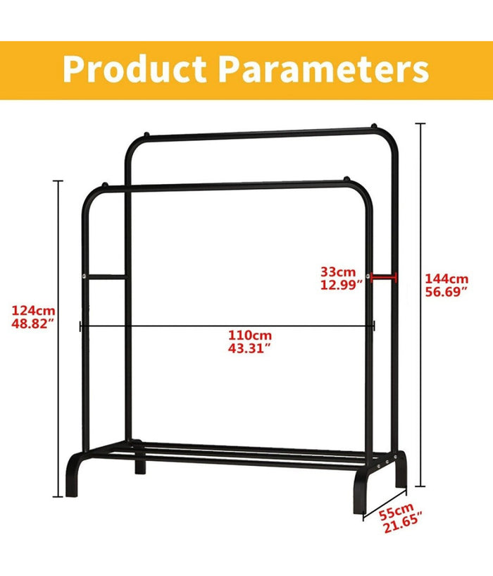 Stand Appendiabiti Da Terra Attaccapanni Abiti 150 X 110 X 57mm Doppio Tw608         
