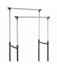 Stand Appendiabiti Doppio Con Ruote Stender Regolabile In Altezza 80x40x160 Cm         