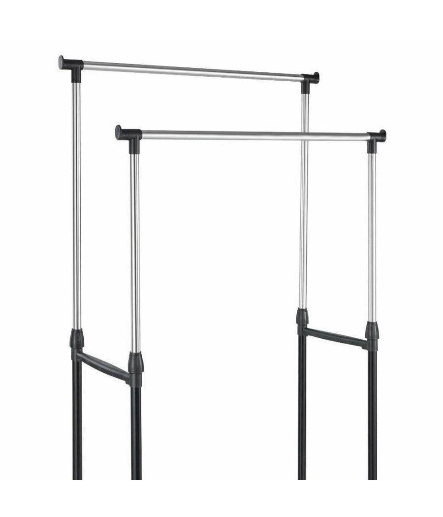 Stand Appendiabiti Doppio Con Ruote Stender Regolabile In Altezza 80x40x160 Cm         