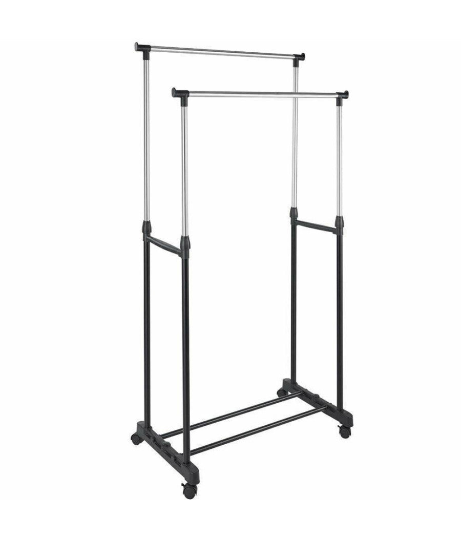 Stand Appendiabiti Doppio Con Ruote Stender Regolabile In Altezza 80x40x160 Cm         