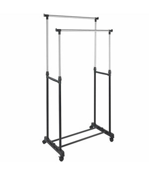 Stand Appendiabiti Doppio Con Ruote Stender Regolabile In Altezza 80x40x160 Cm         