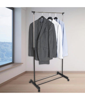 Stand Appendiabiti In Metallo Altezza Regolabile Con Ripiano Ruote Camera Letto         
