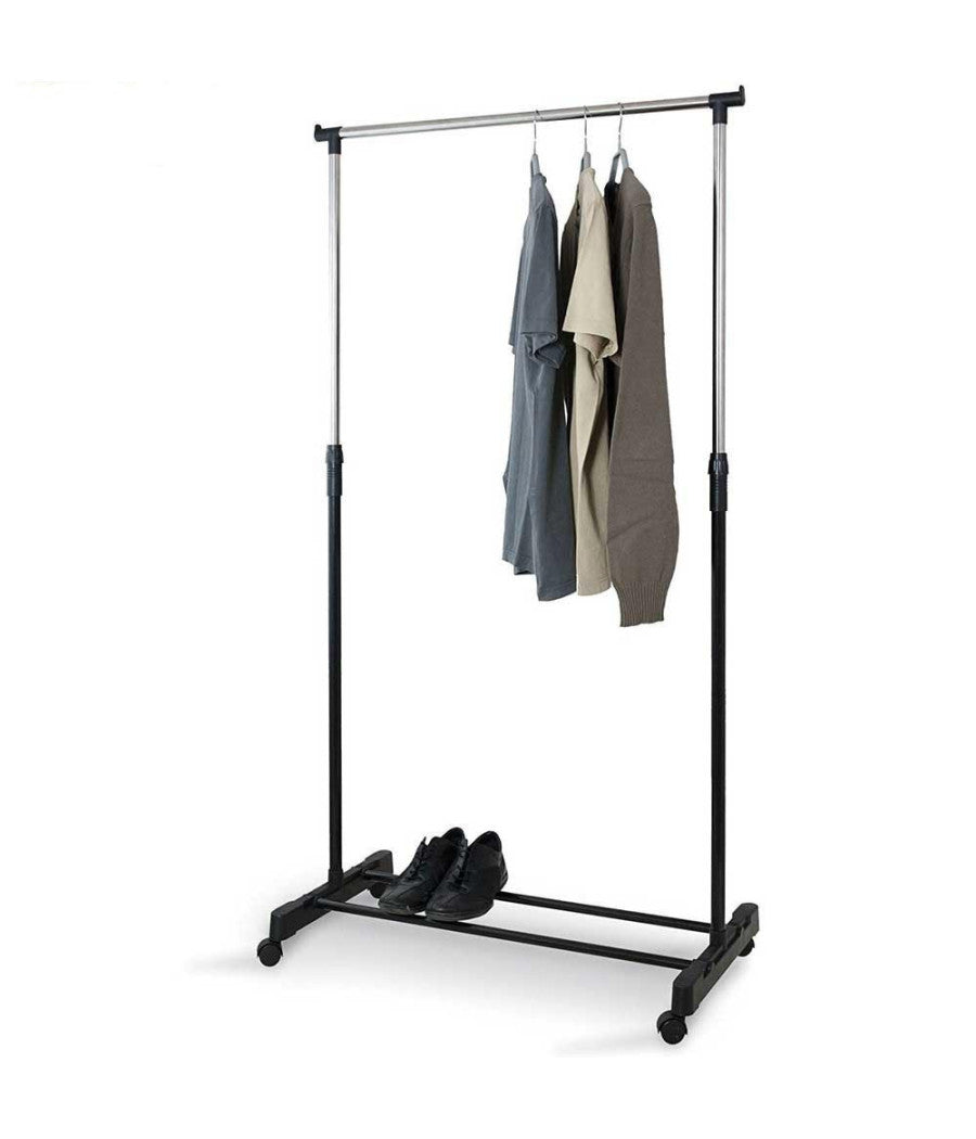 Stand Appendiabiti In Metallo Altezza Regolabile Con Ripiano Ruote Camera Letto         