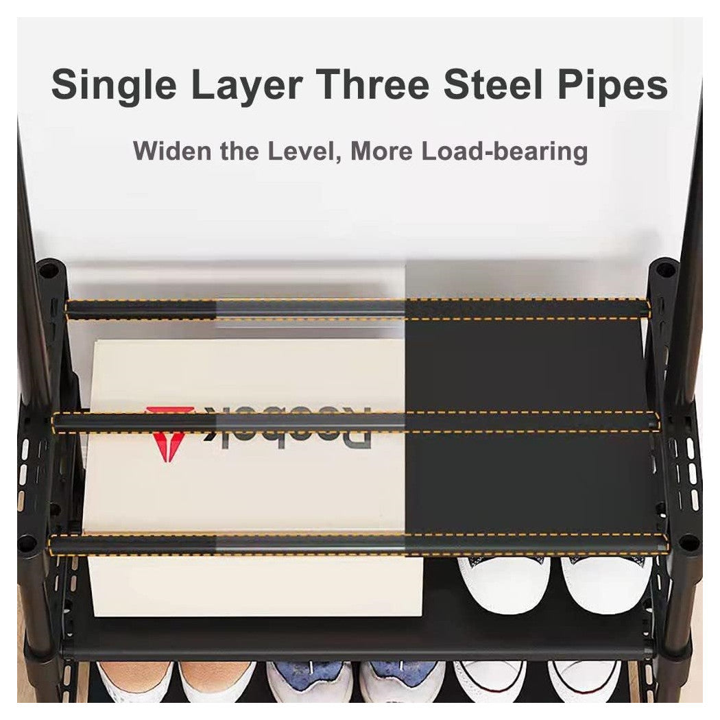 Trade Shop - Stand Appendiabiti In Metallo Con Ruote Attaccapanni Con Ripiani Asta 56x35x165cm  Nero       