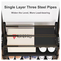 Trade Shop - Stand Appendiabiti In Metallo Con Ruote Attaccapanni Con Ripiani Asta 56x35x165cm  Nero       