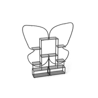 Scaffale per vasi a forma di farfalla con 12 ripiani in rete metallica e 4 ganci-Stand per piante in metallo a 6 livelli Nero