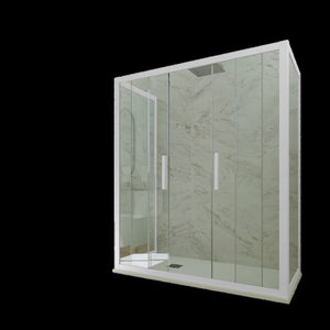 Box doccia 3 lati 90x170x90 CM H 200 Vetro Trasparente Profilo Bianco mod. Star Trio