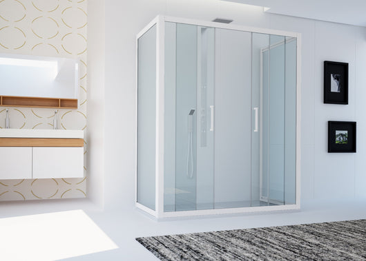 Box doccia 3 lati 75x170x75 CM H 200 Vetro Trasparente Profilo Bianco mod. Star Trio