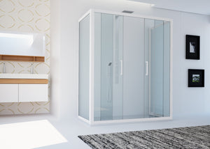 Box doccia 3 lati 90x150x90 CM H 200 Vetro Trasparente Profilo Bianco mod. Star Trio