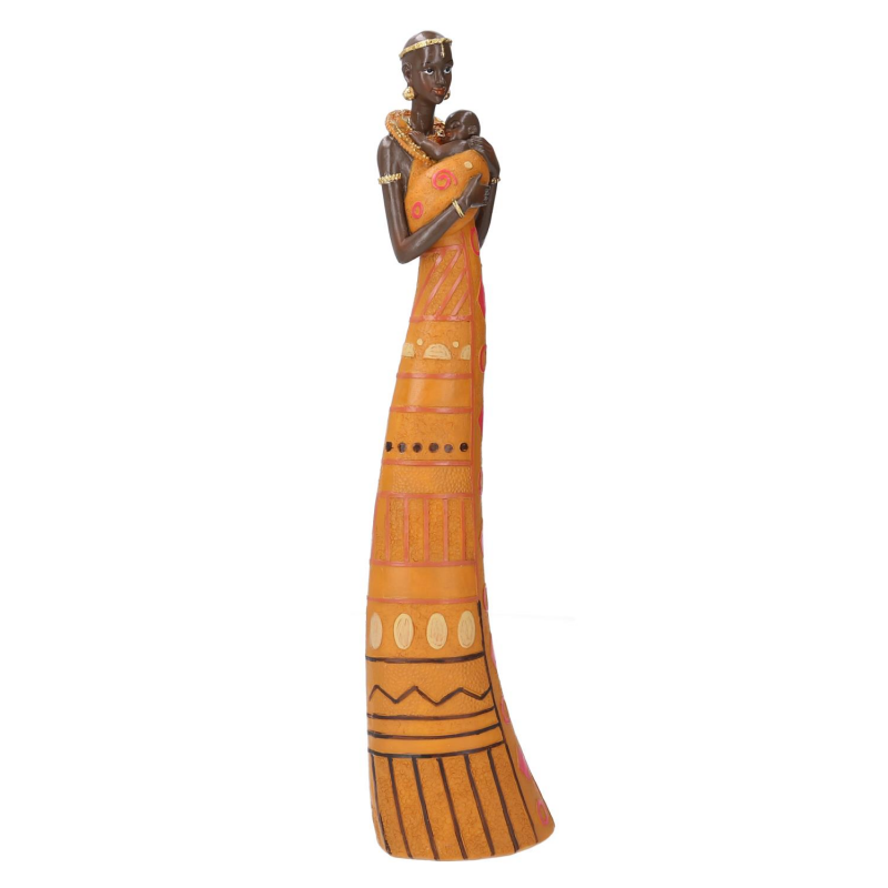 Statua ceramica donna africa cm 9,5x6h38,5