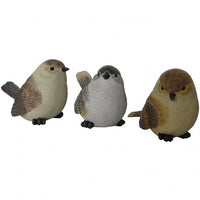 Statua da giardino a forma di set 3 uccellini in poliresina