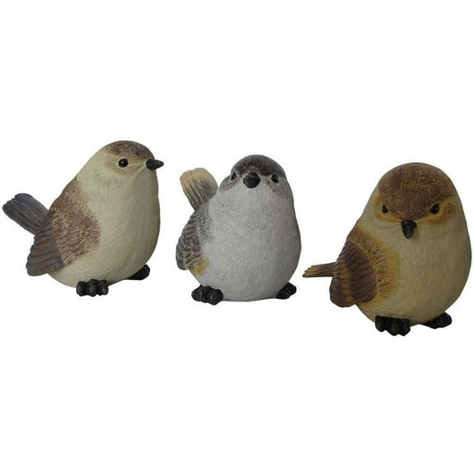 Statua da giardino a forma di set 3 uccellini in poliresina