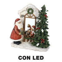 Statua resina babbo natale con led rosso cm 22x9,5h22,5