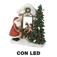 Statua resina babbo natale con led rosso cm 22x9,5h22,5