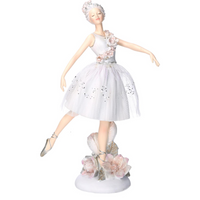 Statua resina ballerina bianco cm 17,7x9,5h27,2