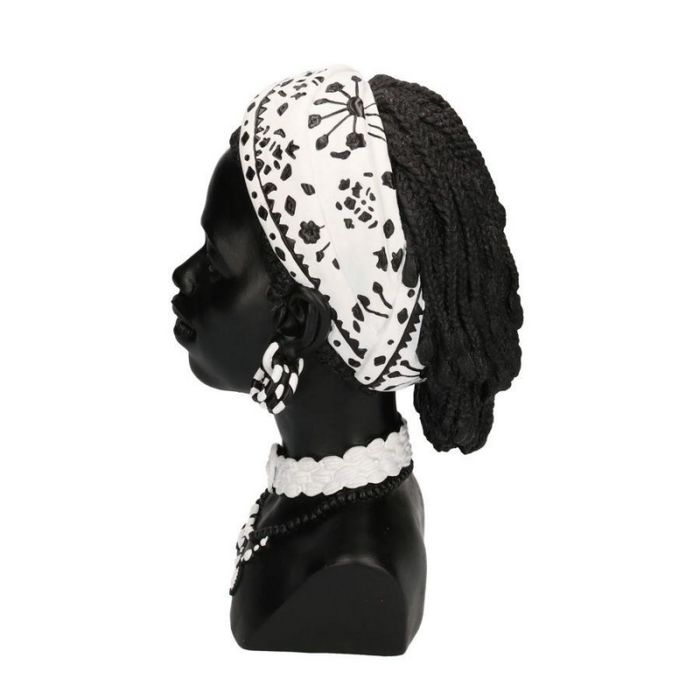 Statua resina busto donna africana cm 18x20h30
