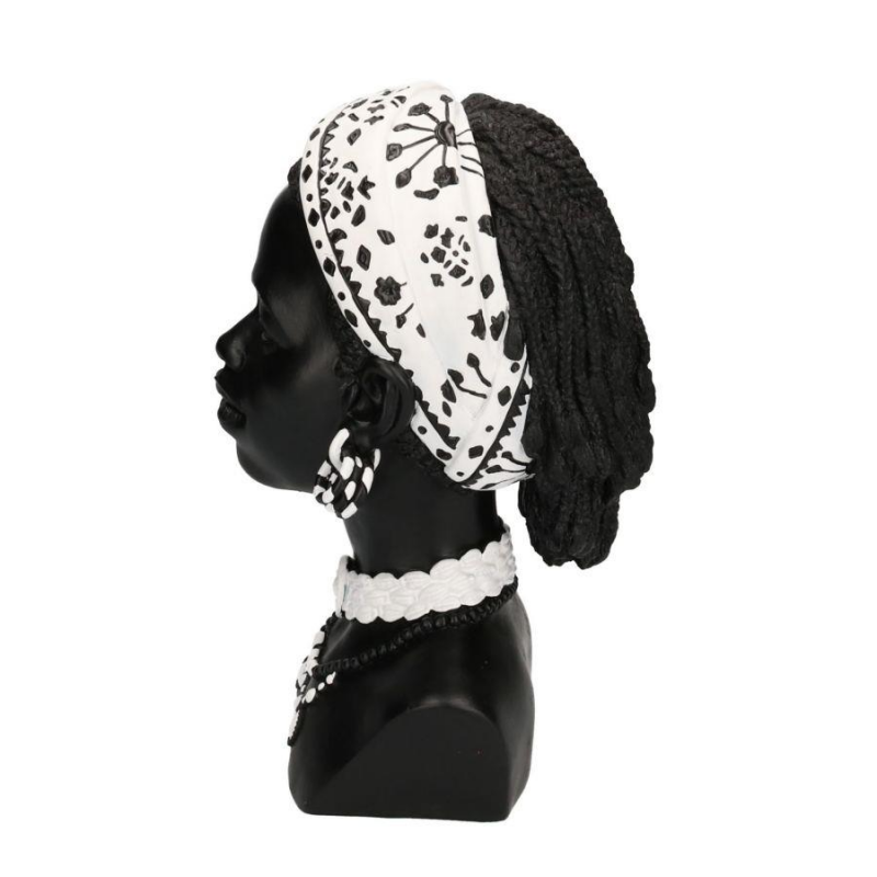 Statua resina busto donna africana cm 18x20h30