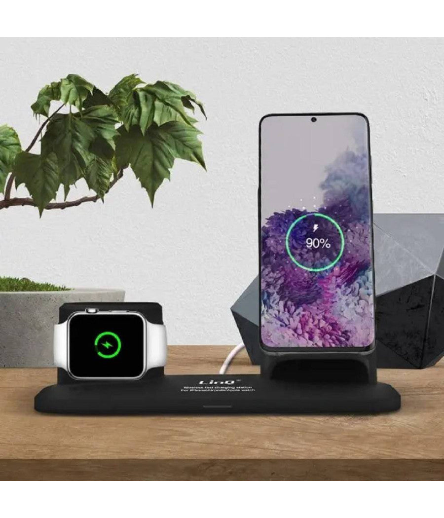 Stazione Di Ricarica Rapida Wireless 3 In 1 Per Iphone Apple Watch Airpods W8899         