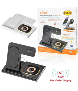 Stazione Di Ricarica Wireless Veloce 4in1 15w Per Smartphone Iphone Watch C3529         