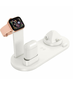 Stazione Ricarica Wireless 4 In 1 Qi Air Pods Iphone Compatibile Micro Usb Type C         