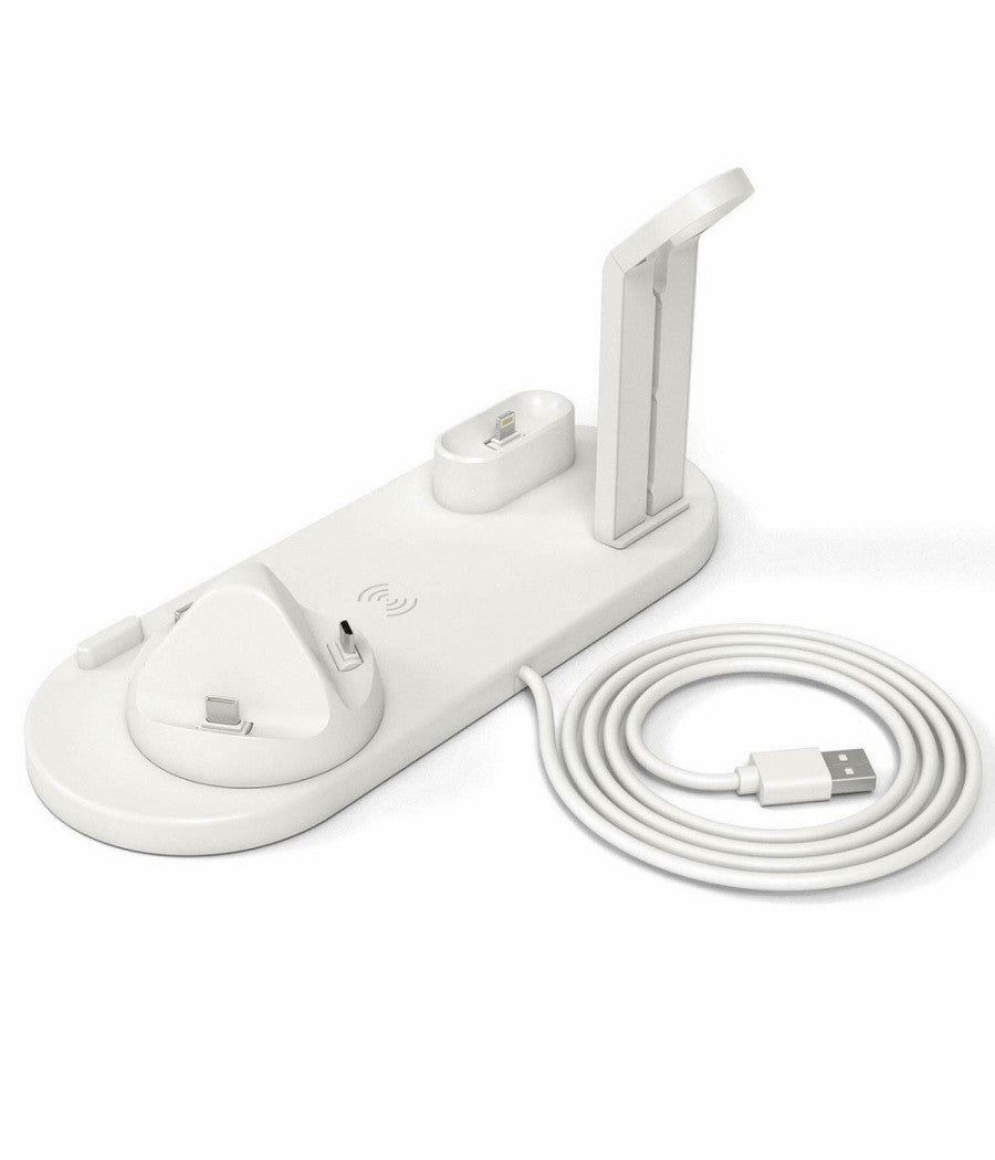 Stazione Ricarica Wireless 4 In 1 Qi Air Pods Iphone Compatibile Micro Usb Type C         