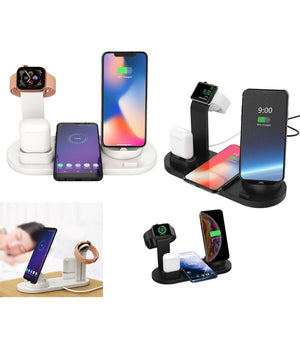 Stazione Ricarica Wireless 4 In 1 Qi Air Pods Iphone Compatibile Micro Usb Type C         