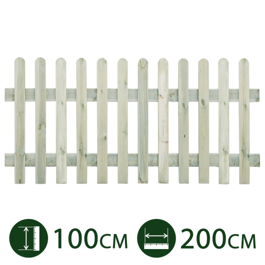 steccato in legno per giardino e recinzioni lungh. cm 200 x 100 h con doghe verticali per esterno impregnato staccionata cod:ferx.pali.17.stock.s