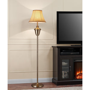 Lampada da Terra Madrid Paralume in Tessuto a Forma di Cono - Beige / Marrone - lux.pro