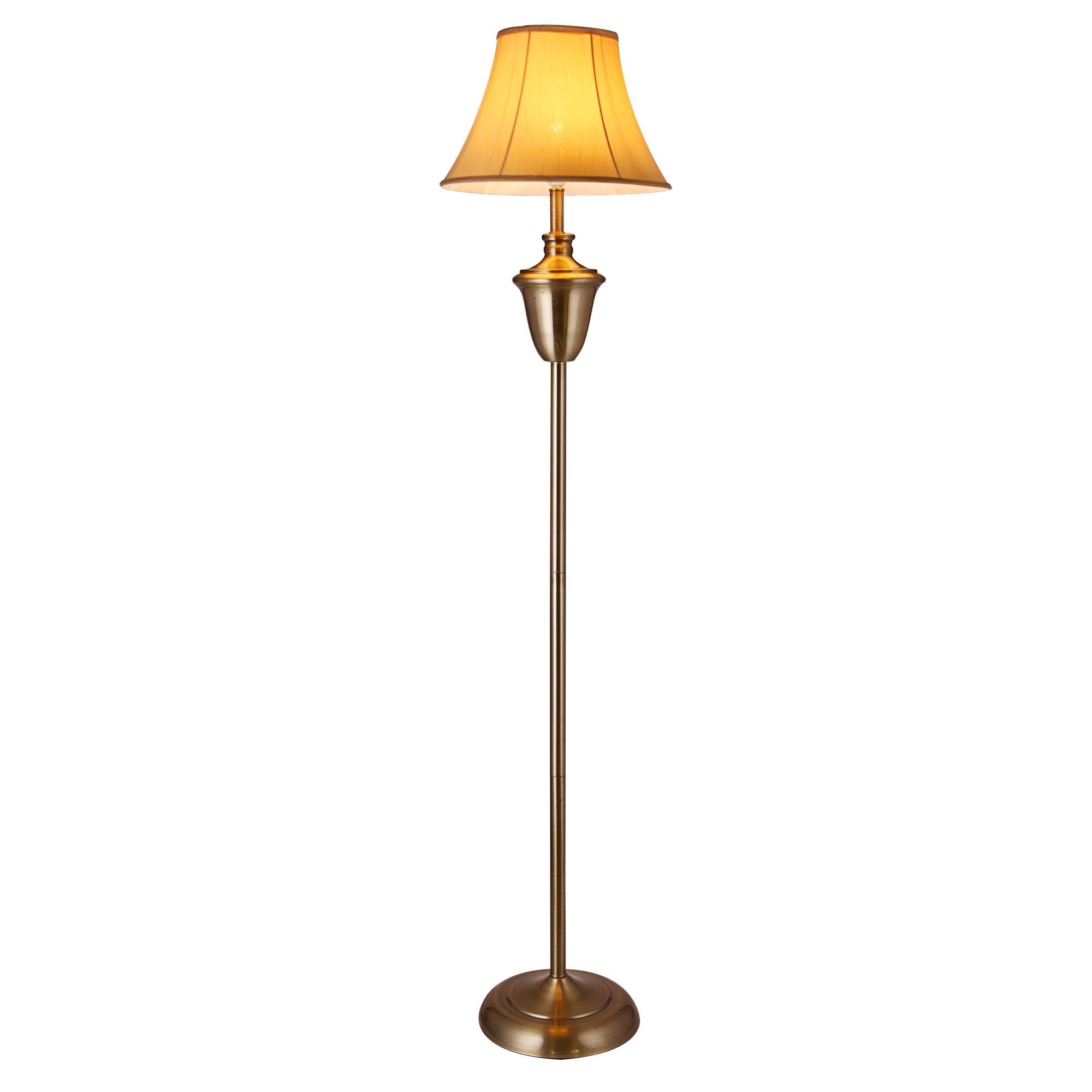 Lampada da Terra Madrid Paralume in Tessuto a Forma di Cono - Beige / Marrone - lux.pro