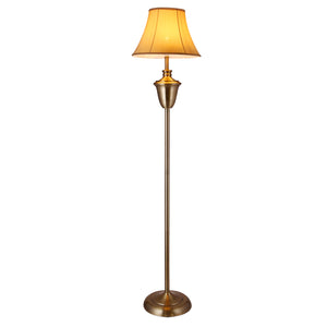Lampada da Terra Madrid Paralume in Tessuto a Forma di Cono - Beige / Marrone - lux.pro