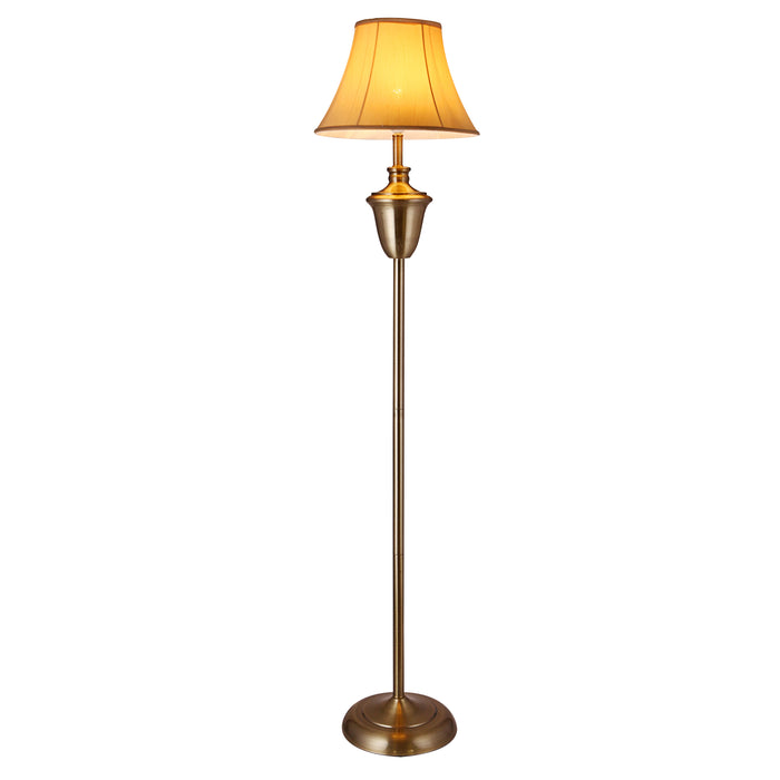 Lampada da Terra Madrid Paralume in Tessuto a Forma di Cono - Beige / Marrone - lux.pro