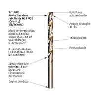 Stella bianca 5,50mm punta elicoidale hss cobalto 5% din 338
