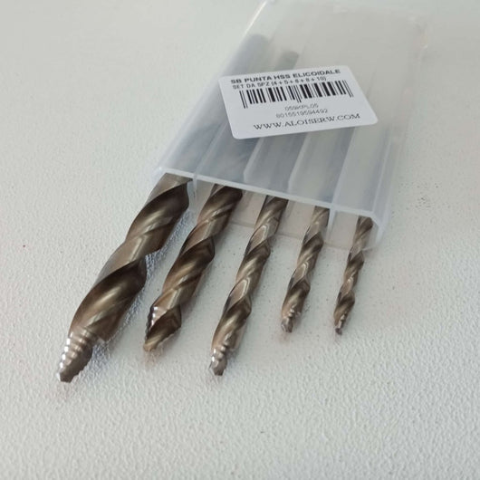 Stella bianca set 5 punte elicoidali hss cobalto 8% din 338 con imbocco a gradini