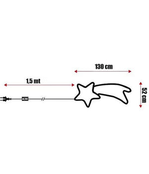 Stella Cometa Luminosa 130 X 52 Cm Luce Incandescenza Multicolor Per Uso Esterno         