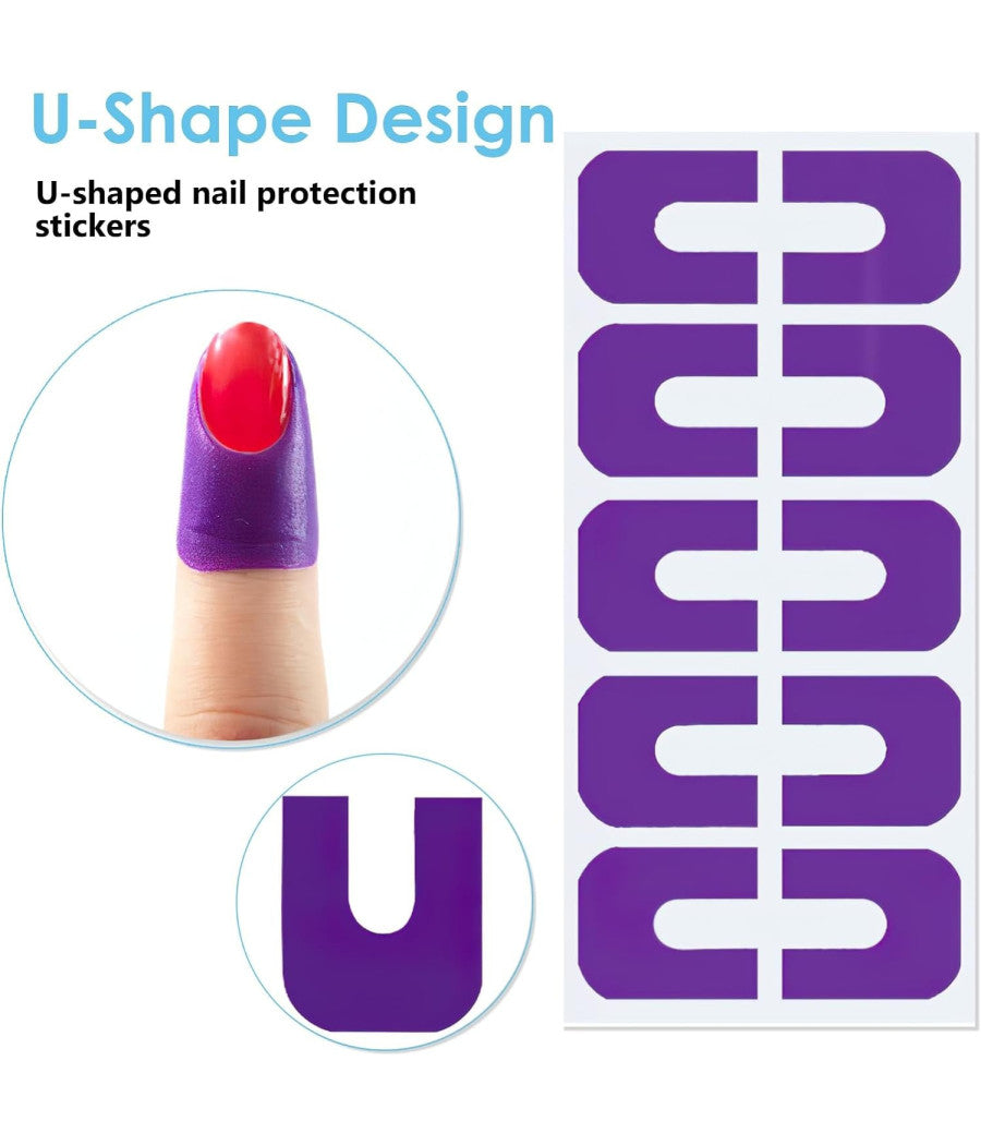 Stencil Per Smalto Unghie 30pz Adesivo Protezione Per Dita A Forma Di U Nail Art         