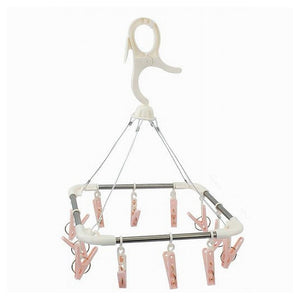 Trade Shop - Stendibiancheria 12 Pinze Mollette Quadrato Stendino Biancheria Con Gancio 79541 -