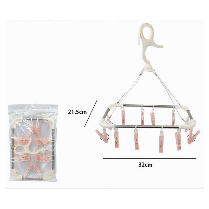 Trade Shop - Stendibiancheria 12 Pinze Mollette Stendino Biancheria Asciugatura Gancio 79540 -