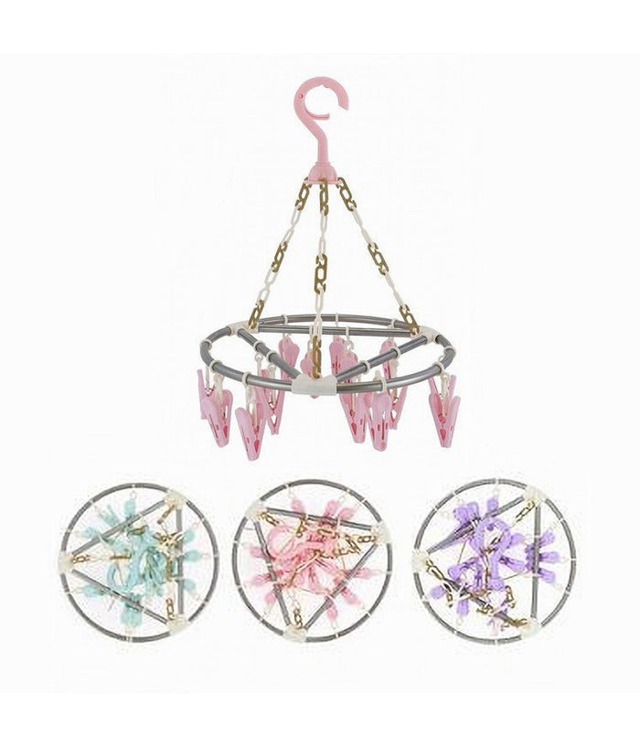 Stendibiancheria 15 Pinze Mollette Rotondo Stendino Biancheria Con Gancio 79542         