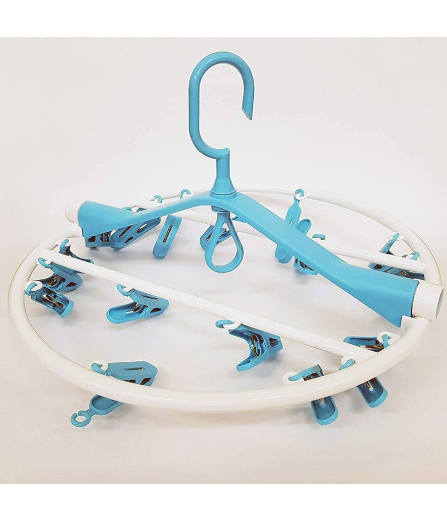 Stendibiancheria 18 Mollette 34x34cm Gancio Pieghevole Stendino Bucato Plastica         