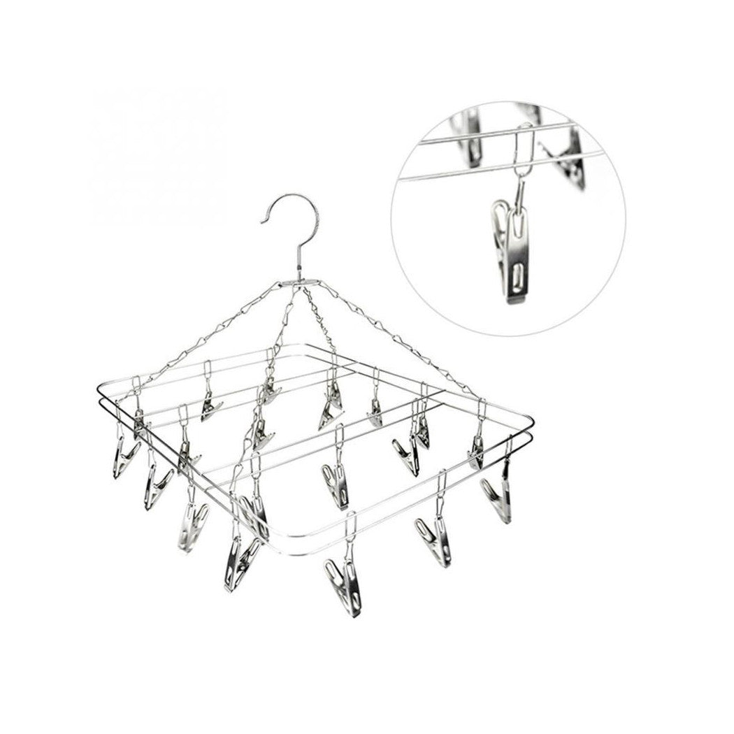 Trade Shop - Stendibiancheria 18 Mollette Rettangolare 39x29cm In Acciaio Stendino Biancheria -