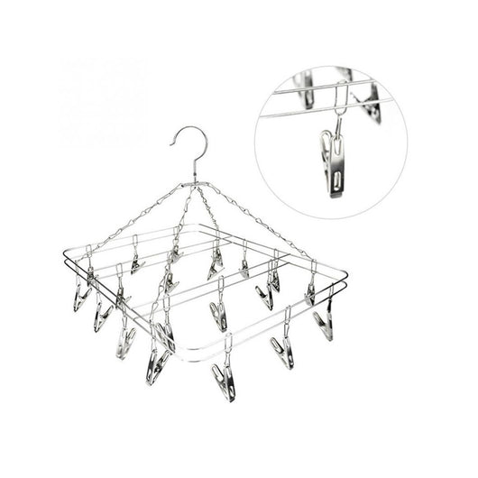 Trade Shop - Stendibiancheria 18 Mollette Rettangolare 39x29cm In Acciaio Stendino Biancheria -