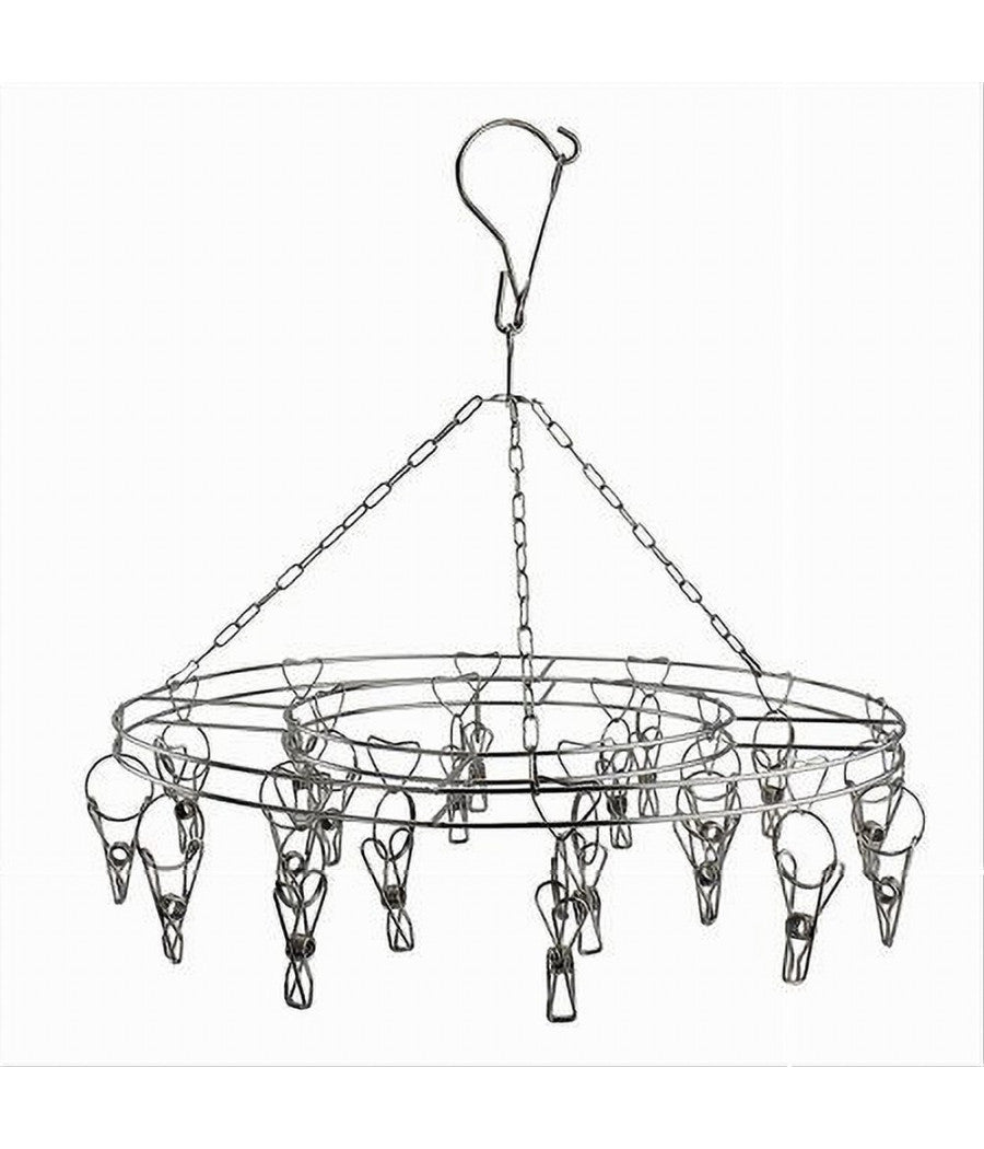 Stendibiancheria 20 Mollette Rotondo 36 Cm In Acciaio Stendino Biancheria 10464         