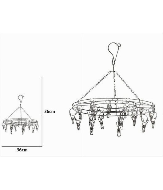 Stendibiancheria 20 Mollette Rotondo 36 Cm In Acciaio Stendino Biancheria 10464         