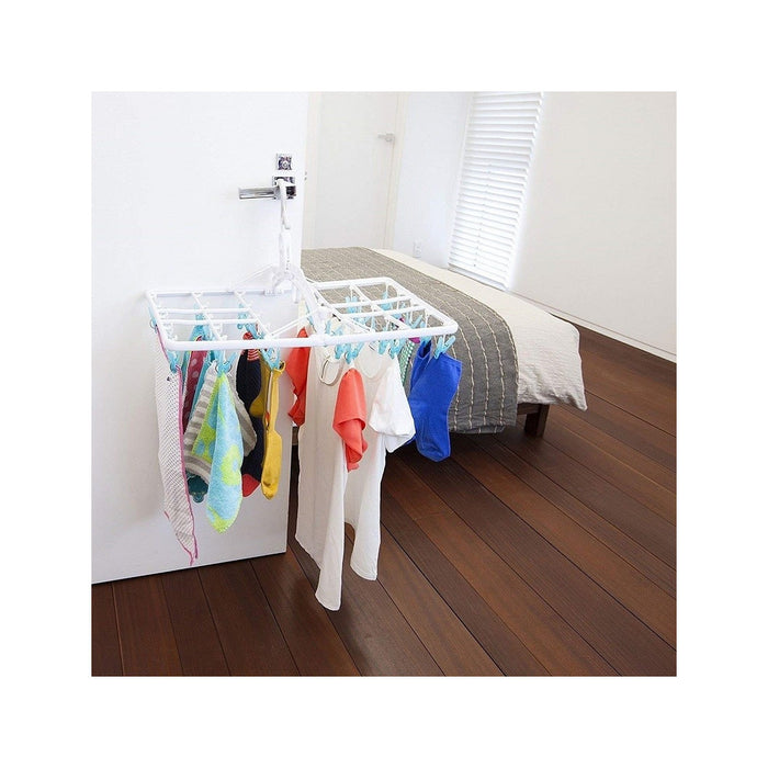 Trade Shop - Stendibiancheria 24 Mollette 40x34cm Gancio Pieghevole Stendino Plastica Appendibile -