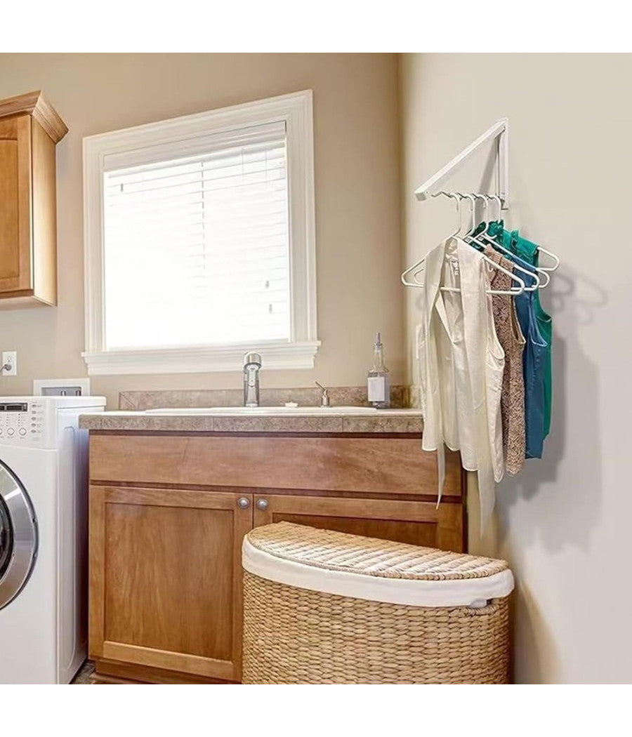 Stendibiancheria Appendiabiti Pieghevole Design Ondulato Salvaspazio A Parete         