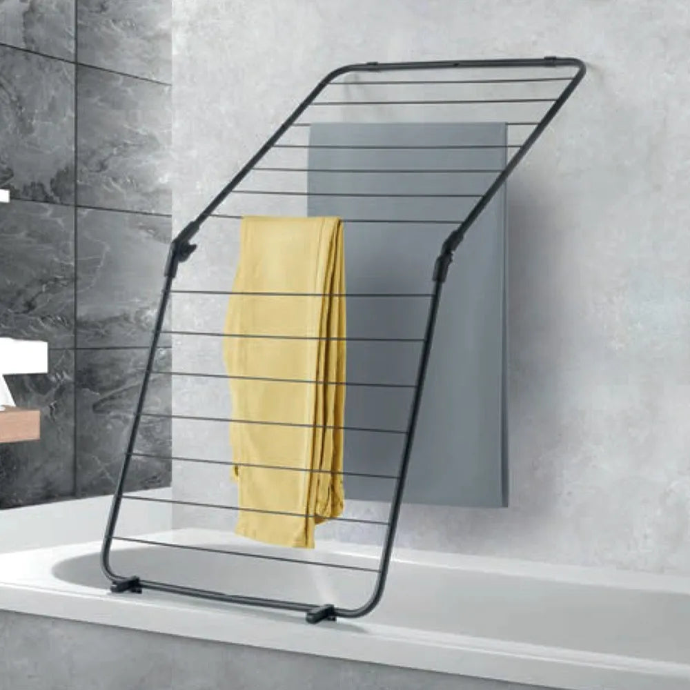 Stendibiancheria per vasca da bagno in acciaio nero con rivestimento Epoxy