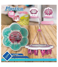 Stendibiancheria Plastica Bucato 18 Pinze Forma Fiore Stendino Biancheria 38302         