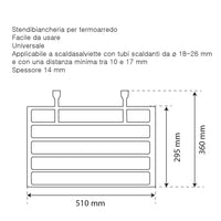 Stendibiancheria termoarredo universale in plastica bianca rigida set 2 pezzi