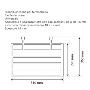 Stendibiancheria termoarredo universale in plastica bianca rigida set 2 pezzi