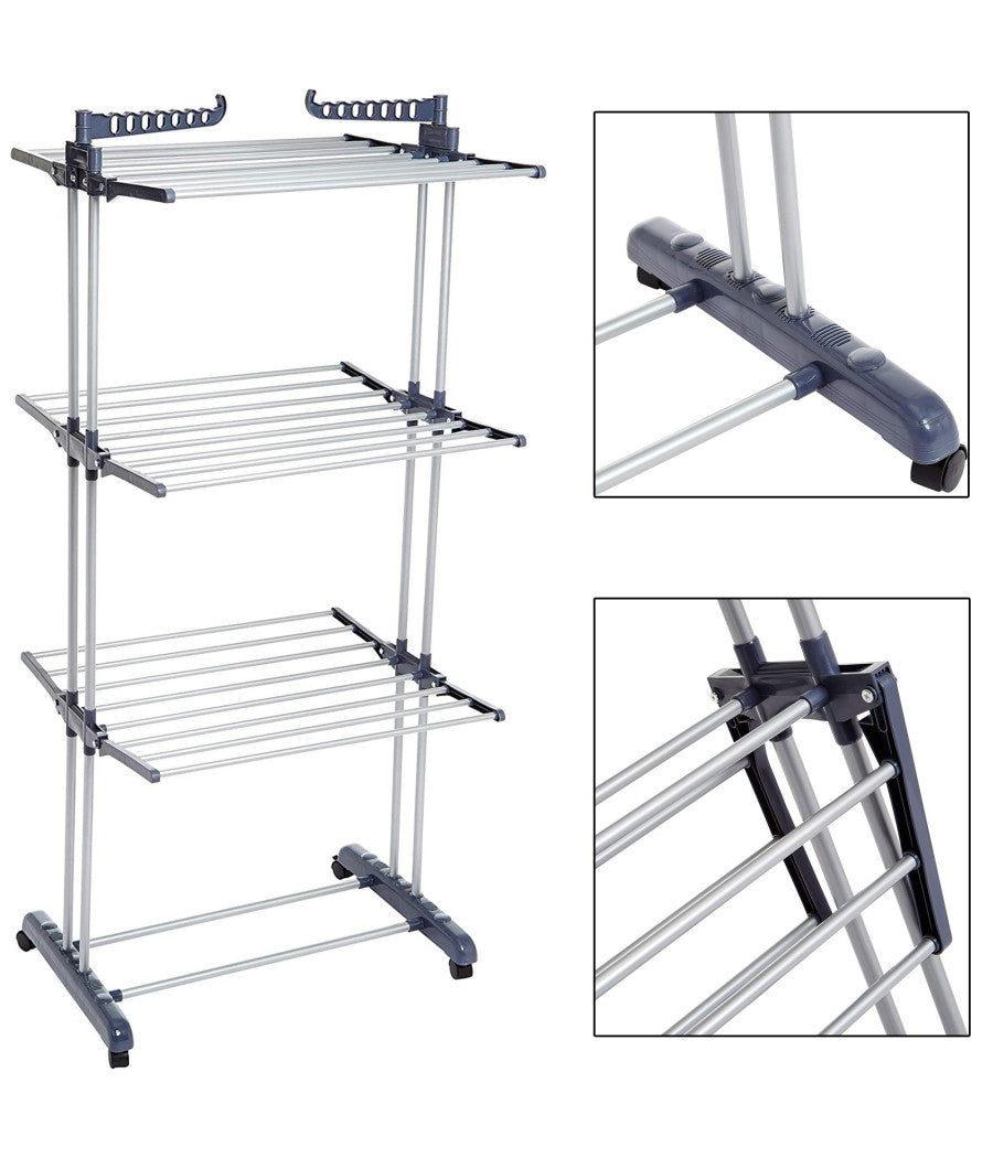 Stendibiancheria Verticale A Torre Pieghevole A Torre Salvaspazio 3 Piani Ruote         